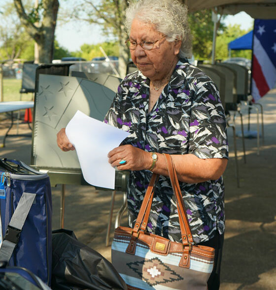 Shawnee voter casting ballot